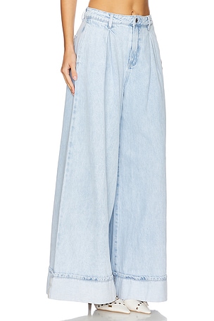 WeWoreWhat Pleated Wide Leg Jean in Denim-Light