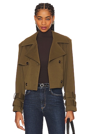 The Range Structured Twill Cropped Military Jacket in Fatigue