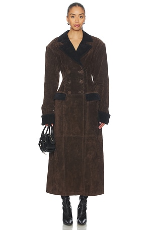 x Premium Double Breasted Suede Coat WeWoreWhat