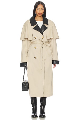Vegan Leather Trim Trench Coat WeWoreWhat