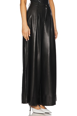WeWoreWhat PANTALON FAUX LEATHER EXTREME WIDE LEG in Black