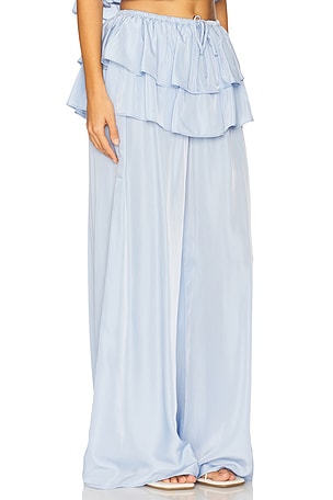 フリル スカパン イリゴ [ILLIGO] RUFFLE COLOR SKIRT PANTS ラッフルカラーブロックドスカートパンツ チャコール - illigo