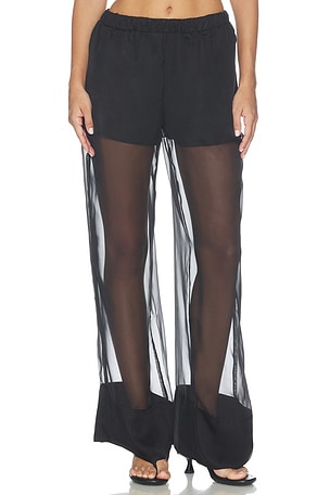 WeWoreWhat Pull On Sheer Trouser Pant in Black