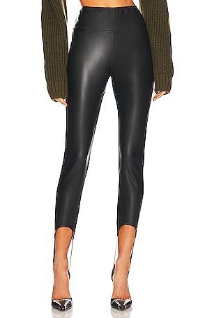 WeWoreWhat Faux Leather Stirrup Legging in Black | REVOLVE