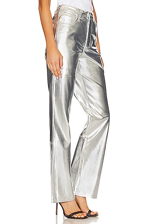 WeWoreWhat Mirror Straight Leg in Metallic Silver