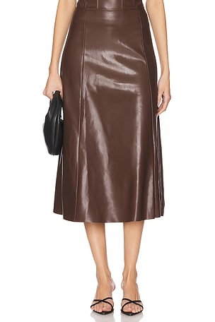 ЮБКА FAUX LEATHER FLARE MIDI WeWoreWhat