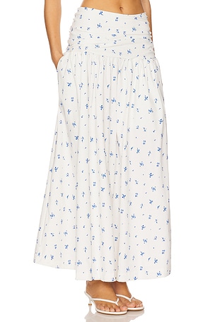 WeWoreWhat Ruched Waist Midi Skirt in White