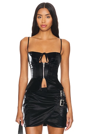 Faux Patent Leather Peplum Corset Top WeWoreWhat