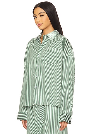 WeWoreWhat Cropped Button Front Shirt in Green