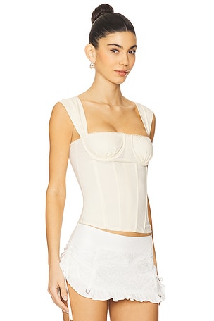 WeWoreWhat Ruched Cup Corset in Cream