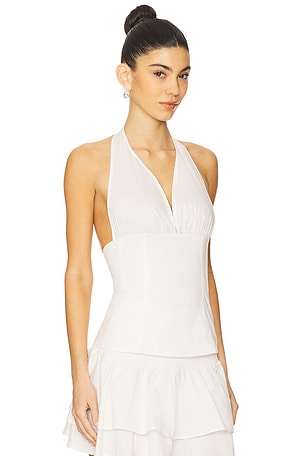WeWoreWhat Halter Neck Corset Top in Ivory