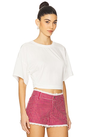 WeWoreWhat Ruched Cropped Tee in White