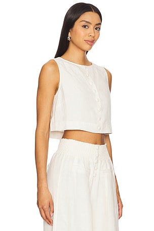 WeWoreWhat Boxy Linen Boatneck Top in Ivory