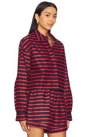 WeWoreWhat Cropped Button Down in Red