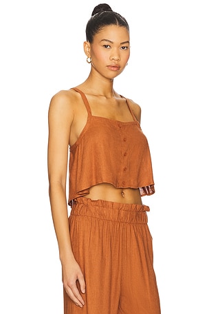 WeWoreWhat Linen Trapeze Tank in Brown