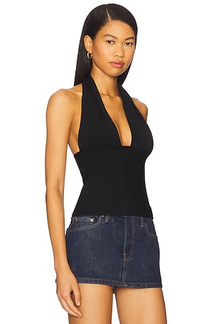 WeWoreWhat Knit Halter Top in Black. Size XL. Also