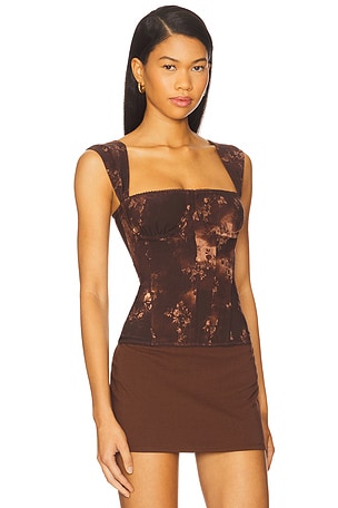 WeWoreWhat x REVOLVE Ruched Cup Corset in Brown. Size 4. Also
