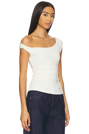 WeWoreWhat Twisted Off The Shoulder Top in Ivory
