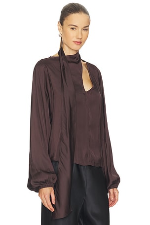 WeWoreWhat Wrap Neck Tie Top in Brown