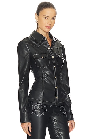 WeWoreWhat Western Button Up Top in Black