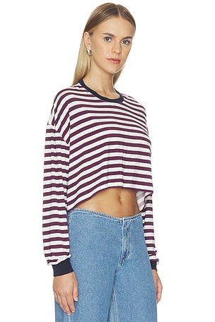 WeWoreWhat Baseball Longsleeve in Cherry Lacquer & White
