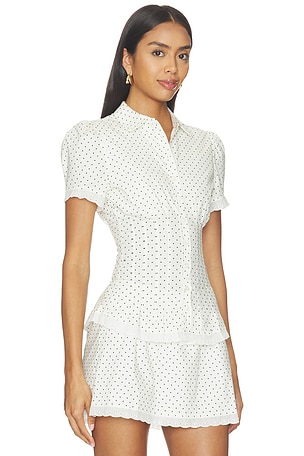 WeWoreWhat Cenched Button Up Top en Noir & Blanc