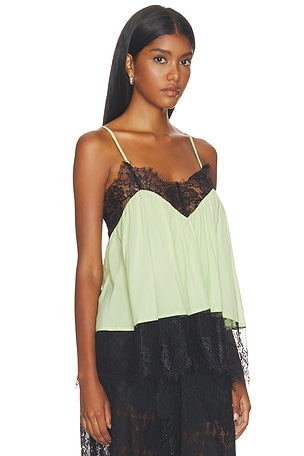 WeWoreWhat Lace Voile Cami Top in Green