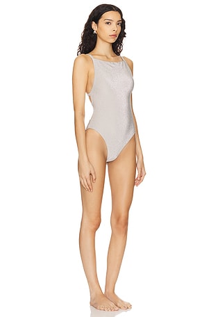 WeWoreWhat Square Neck One Piece in Metallic Neutral