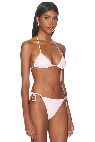 WeWoreWhat Triangle Bikini Top in Pink. Size L. Also