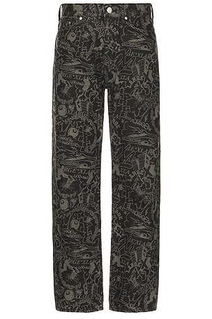 Discharge Print Denim Pants XLARGE