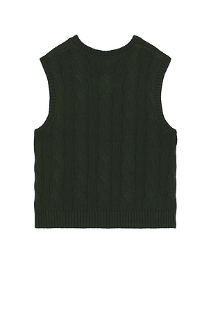 XLARGE Cable Knit Vest in Dark Green