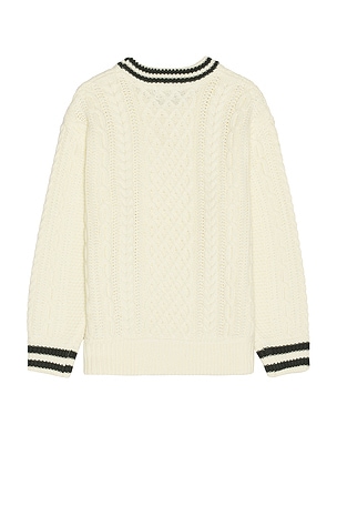XLARGE Cable Crewneck Knit Sweater in White