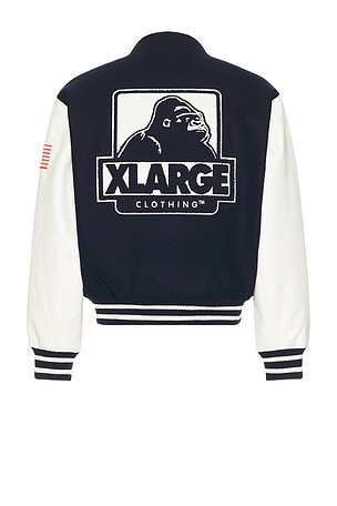 XLARGE OG Logo Varsity Jacket in Navy,White