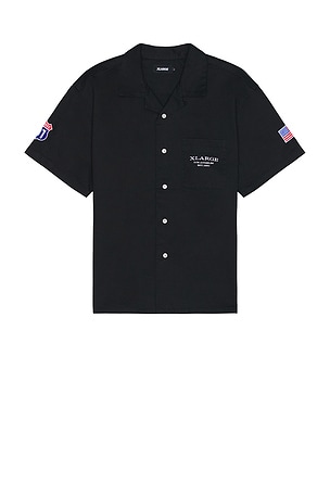 XLARGE Old Pick Up Truck Short Sleeve Work Shirt in Black