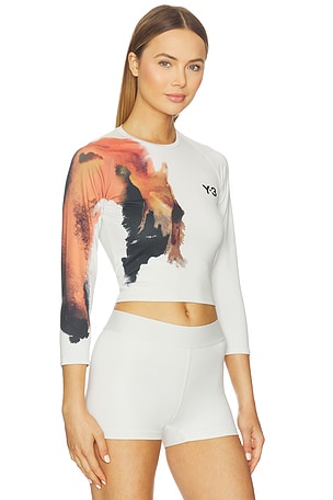 Y-3 X US Open Tennis Crop Long Sleeve Pro Top in Grey