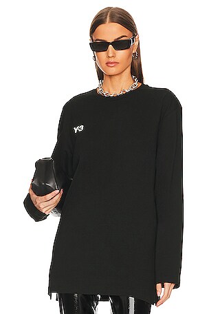 ◆Y-3◆ U Long Sleeve Tee Black U GF LS TEE BLACK YY3U242PRT Y-3 Yohji Yamamoto U GFX LS Tee in Black | REVOLVE