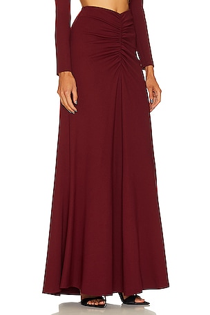 YAURA Abike Maxi Skirt in Burgundy
