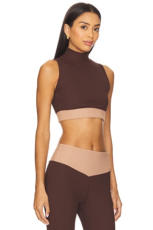 YEAR OF OURS Ribbed Contrast Bodhi Sports Bra in Chocolate
