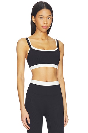 YEAR OF OURS Ribbed Layered Bralette in Black,White
