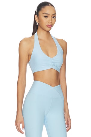 YEAR OF OURS Stretch Halter Sports Bra in Baby Blue. Size M. Also