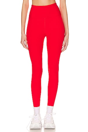 Beyond Yoga Spacedye Caught in the Midi High Waisted Legging in Currant Red  Heather