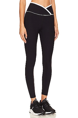 YEAR OF OURS Ribbed Two Tone Veronica Legging in Black