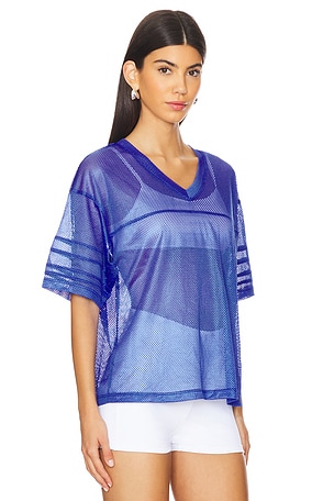 YEAR OF OURS Touchdown Cropped Jersey Tee in Blue