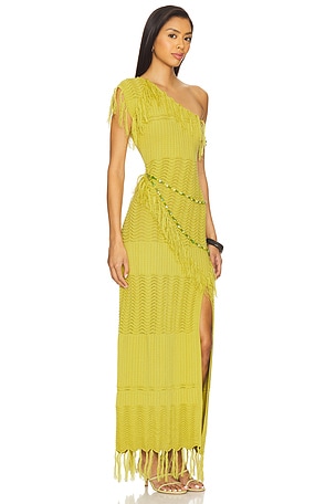 YLLW THE LABEL Frida Beaded Dress in Green