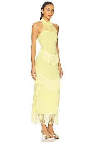 YLLW THE LABEL Lana Fringe Dress in Yellow