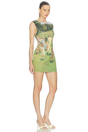 Yellow The Label Augusta Linen Dress in Green