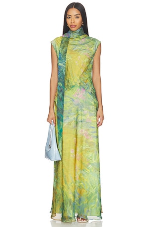 Irises Monet Maxi Dress Yellow The Label