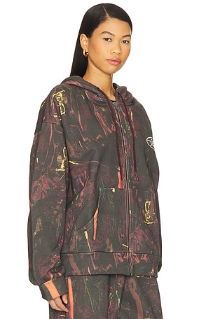 YLLW THE LABEL Dauer Zip Up Hoodie in Cognac
