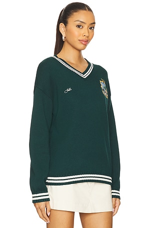 YLLW THE LABEL Seascape Cashmere Pullover Sweater in Dark Green