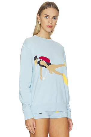Yellow The Label Diver Knit Top in Baby Blue